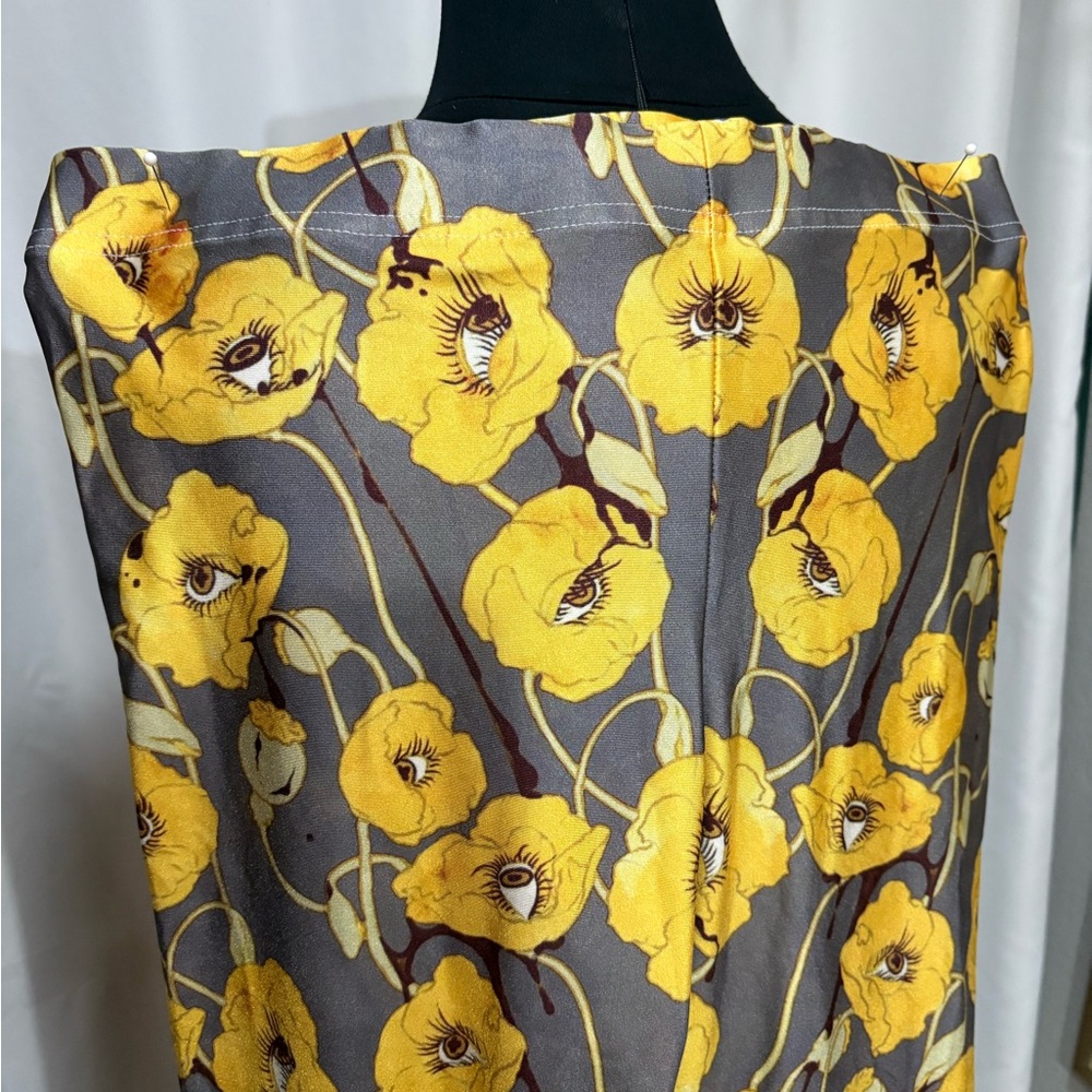 Gothic creepy eyeball Floral Gray and Yellow leggings size L
